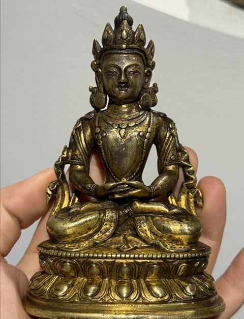 古玩銅器無量壽佛真品鑒賞圖