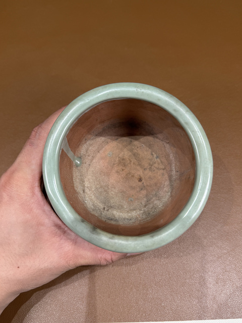 古玩陶瓷日本明治仿龍泉香爐真品鑒賞圖