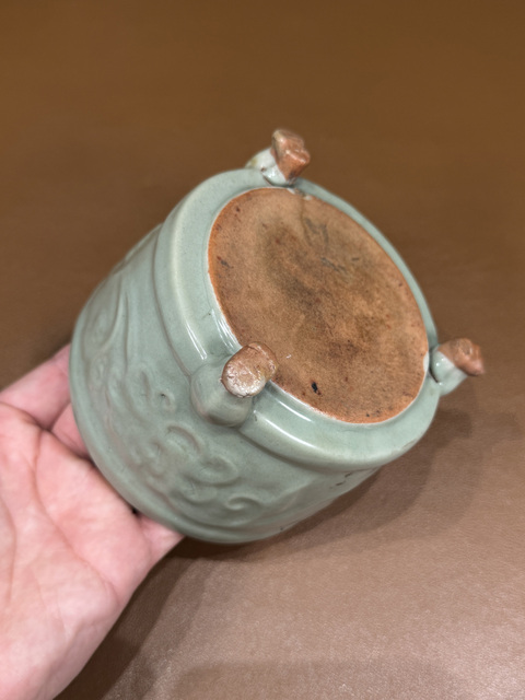 古玩陶瓷日本明治仿龍泉香爐真品鑒賞圖