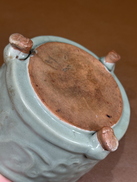 古玩陶瓷日本明治仿龍泉香爐真品鑒賞圖