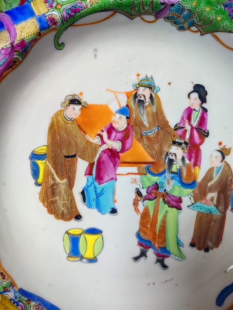 古玩陶瓷廣彩人物故事紋盤真品鑒賞圖