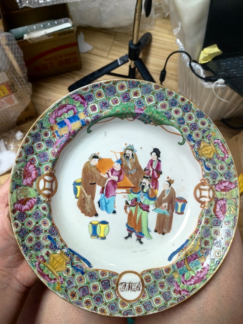 古玩陶瓷廣彩人物故事紋盤真品鑒賞圖