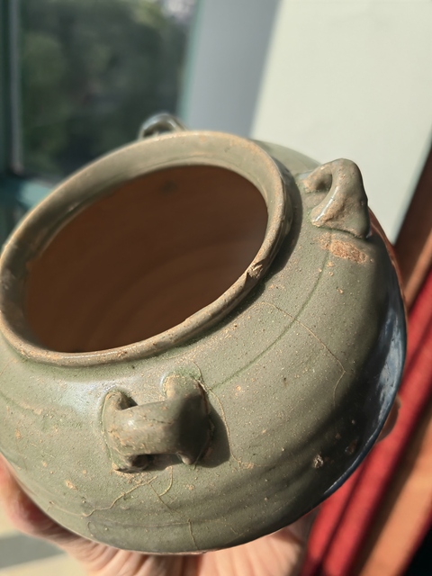 古玩陶瓷岳州窯青釉罐真品鑒賞圖