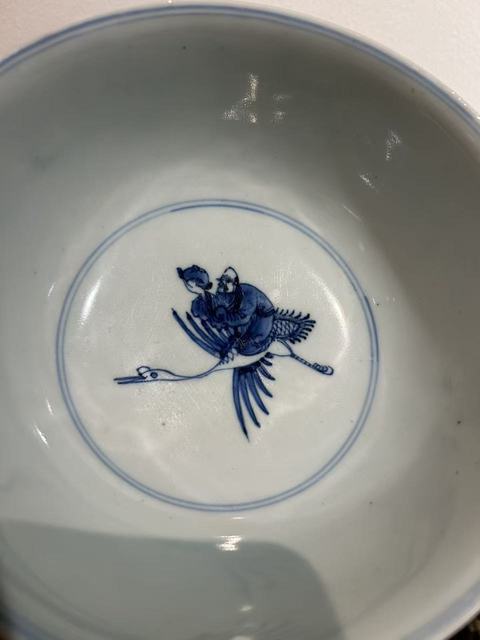 古玩陶瓷青花八仙祝壽紋撇口碗真品鑒賞圖