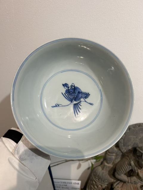 古玩陶瓷青花八仙祝壽紋撇口碗真品鑒賞圖