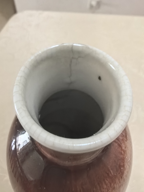 古玩陶瓷郎紅釉撇口觀音瓶真品鑒賞圖