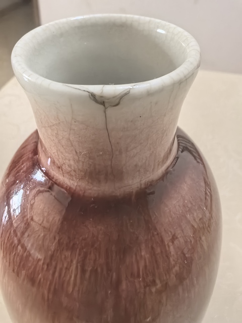 古玩陶瓷郎紅釉撇口觀音瓶真品鑒賞圖