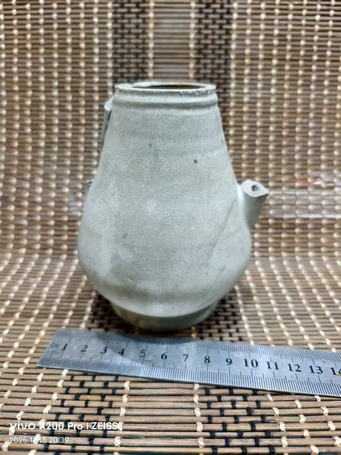 古玩陶瓷低齡頭青釉執壺真品鑒賞圖