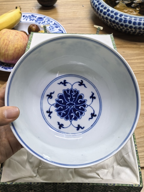 古玩陶瓷青花纏枝花卉紋宮式碗拍賣，當前價格58000元