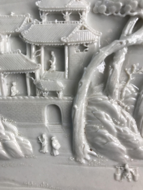 古玩陶瓷山水紋雕瓷瓷板畫真品鑒賞圖