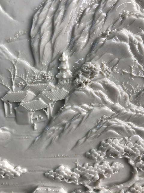 古玩陶瓷山水紋雕瓷瓷板畫真品鑒賞圖