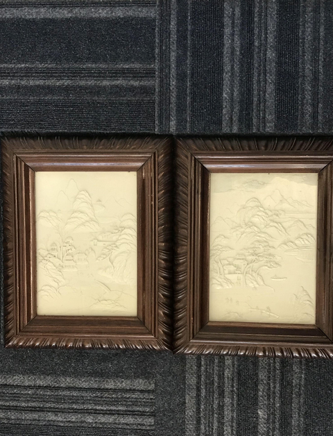 古玩陶瓷山水紋雕瓷瓷板畫真品鑒賞圖