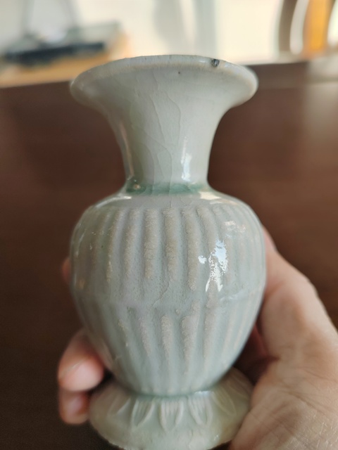 古玩陶瓷湖田窯影青釉撇口瓶真品鑒賞圖