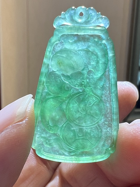 古玩玉器天然翡翠掛件真品鑒賞圖