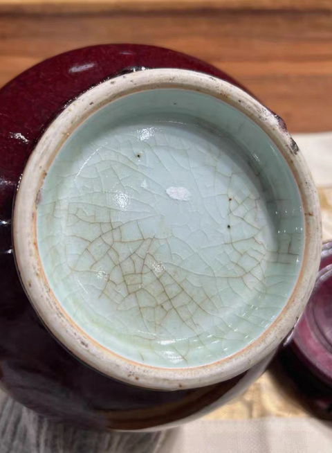 古玩陶瓷清晚期 郎窯紅釉尊真品鑒賞圖