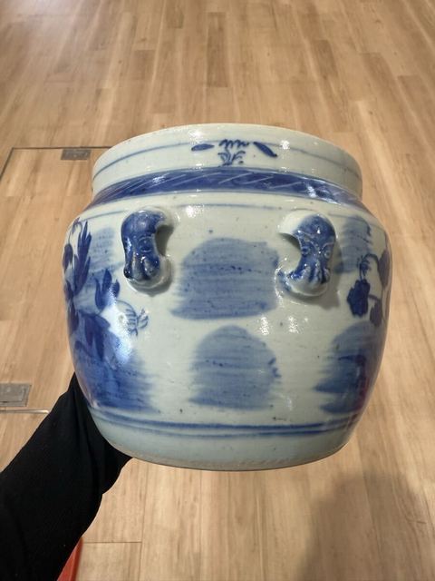 古玩陶瓷青花花卉紋粥罐真品鑒賞圖