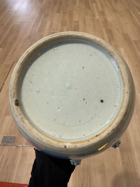 古玩陶瓷青花花卉紋粥罐真品鑒賞圖