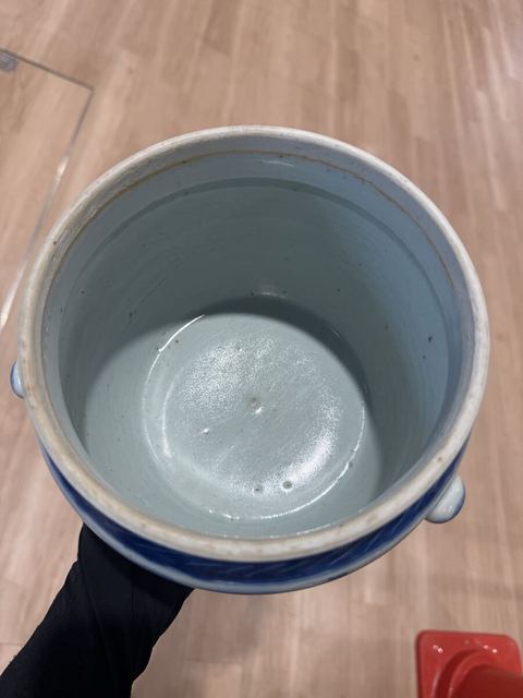 古玩陶瓷青花花卉紋粥罐真品鑒賞圖