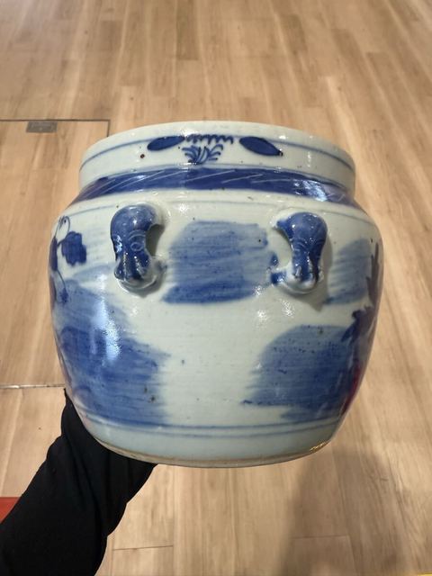 古玩陶瓷青花花卉紋粥罐真品鑒賞圖