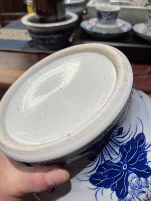 古玩陶瓷青花滿池鴛鴦紋馬蹄尊真品鑒賞圖