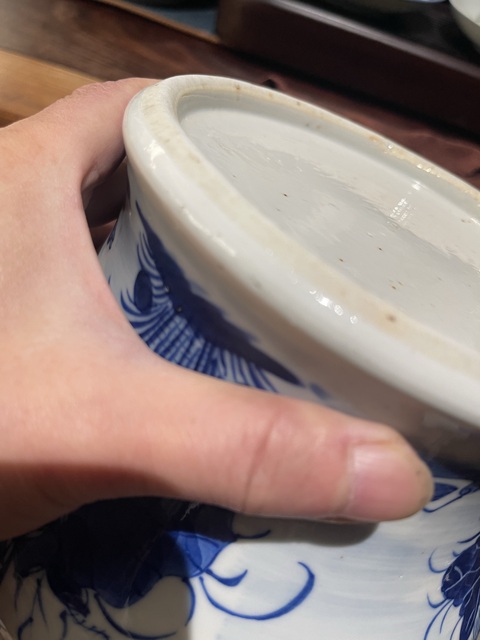 古玩陶瓷青花滿池鴛鴦紋馬蹄尊真品鑒賞圖