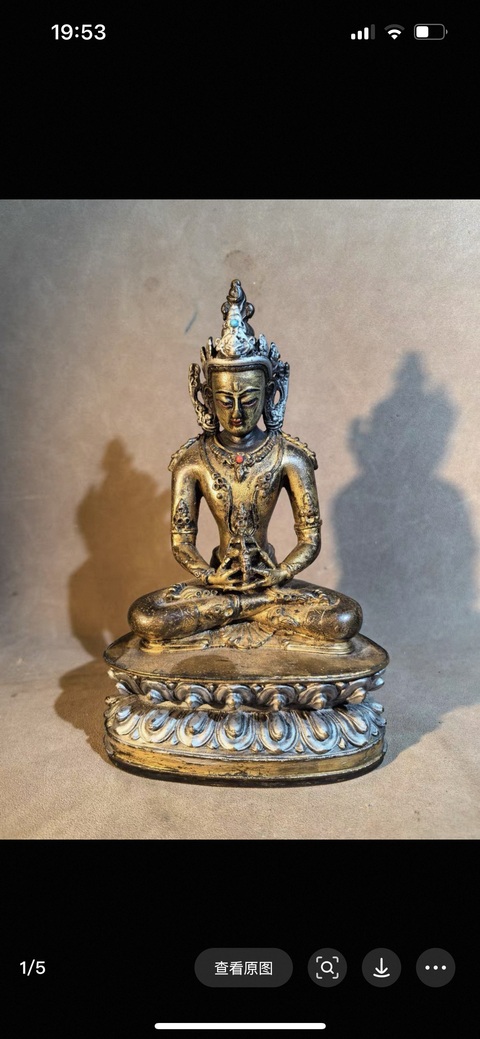 古玩銅器銅無量壽真品鑒賞圖