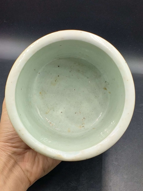 古玩陶瓷 青花二龍戲珠三足筒式香爐真品鑒賞圖