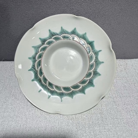 古玩陶瓷晚清粉彩團鳳紋蓋碗真品鑒賞圖