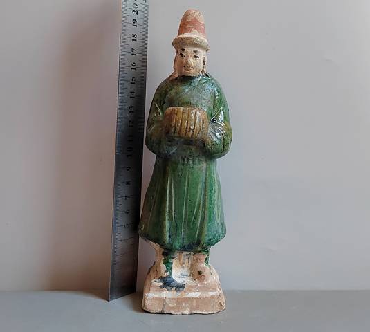 古玩陶瓷明代三彩人物站立俑拍賣，當前價格114元