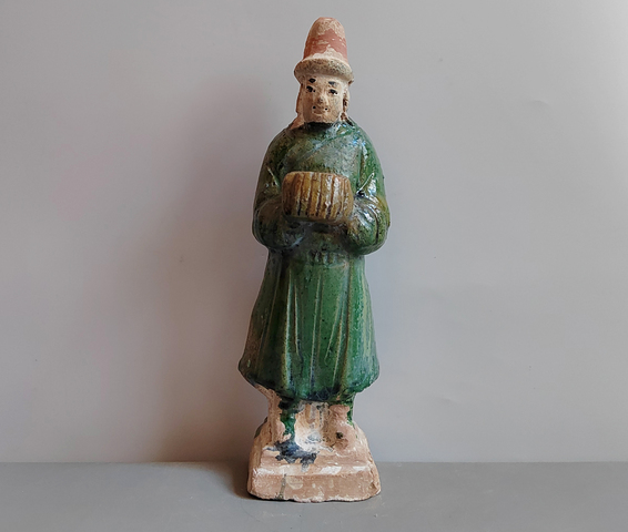 古玩陶瓷明代三彩人物站立俑拍賣，當前價格114元