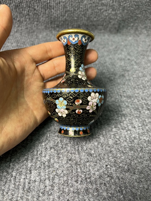 古玩雜項銅胎掐絲琺瑯小賞瓶真品鑒賞圖