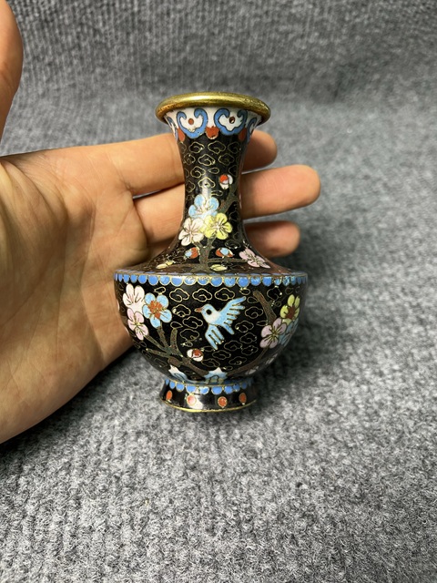 古玩雜項銅胎掐絲琺瑯小賞瓶真品鑒賞圖