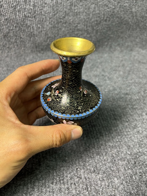 古玩雜項銅胎掐絲琺瑯小賞瓶真品鑒賞圖