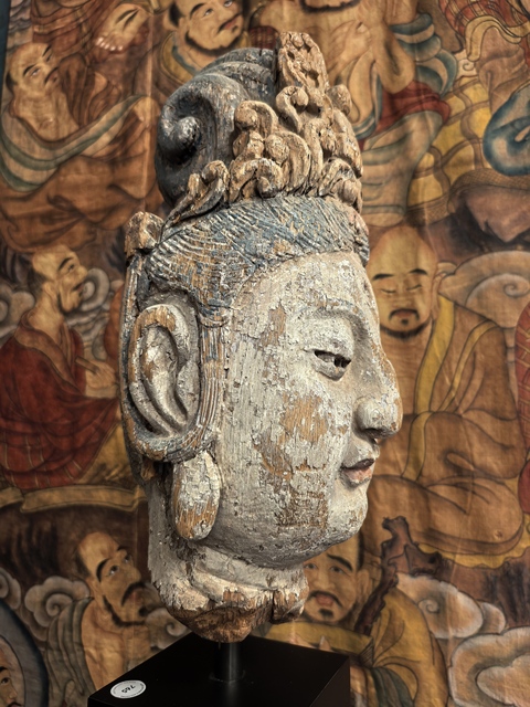 古玩雜項仿宋木雕觀音頭像真品鑒賞圖