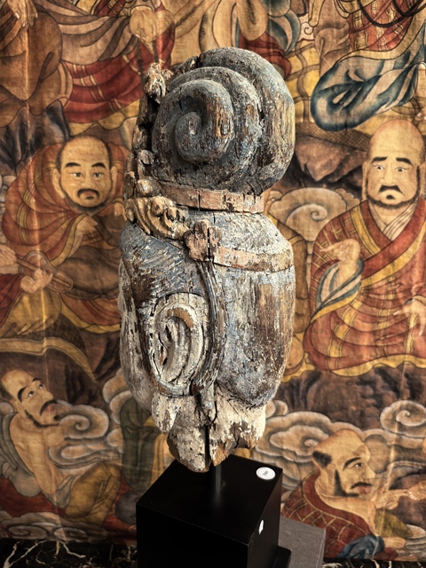 古玩雜項仿宋木雕觀音頭像真品鑒賞圖