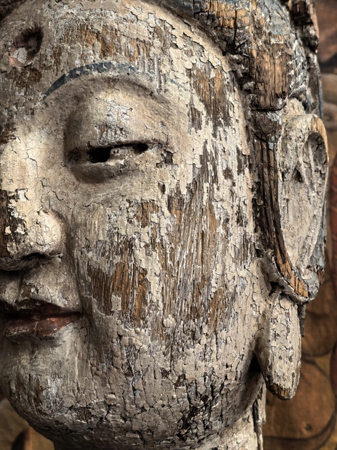 古玩雜項仿宋木雕觀音頭像真品鑒賞圖