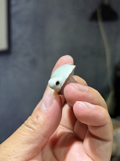 古玩陶瓷低齡頭青釉鳥食罐真品鑒賞圖