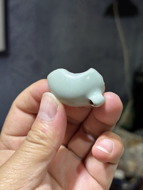 古玩陶瓷低齡頭青釉鳥食罐真品鑒賞圖