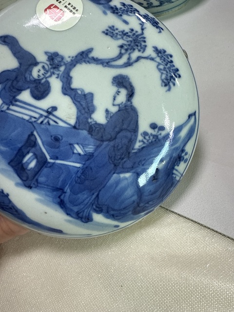 古玩陶瓷青花教子折桂圖印盒真品鑒賞圖