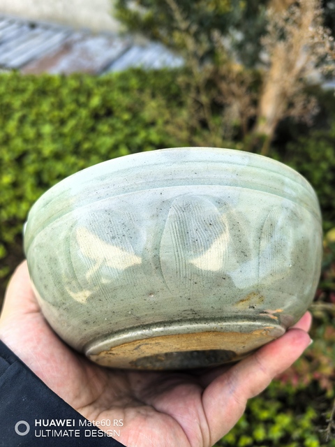 古玩陶瓷青瓷刻花諸葛碗真品鑒賞圖