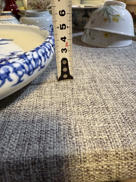 古玩陶瓷日本明治青花山水人物水洗真品鑒賞圖