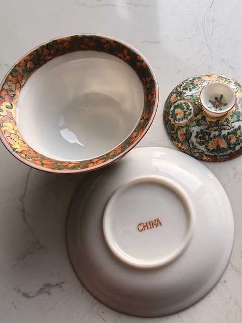 古玩陶瓷創匯廣彩人物故事蓋碗真品鑒賞圖