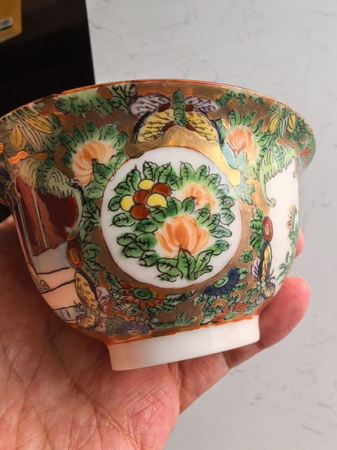 古玩陶瓷創匯廣彩人物故事蓋碗真品鑒賞圖