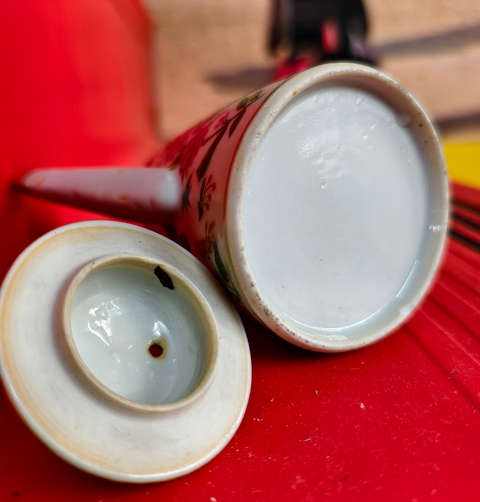 古玩陶瓷清晚期 廣彩花卉紋執(zhí)壺真品鑒賞圖