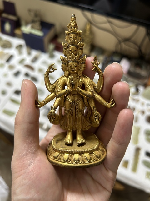 古玩銅器銅鎏金十一面佛真品鑒賞圖