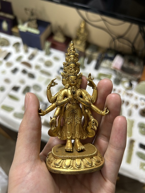 古玩銅器銅鎏金十一面佛真品鑒賞圖