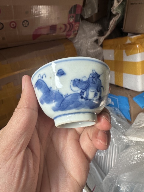 古玩陶瓷青花牧牛圖茶杯拍賣，當前價格2000元