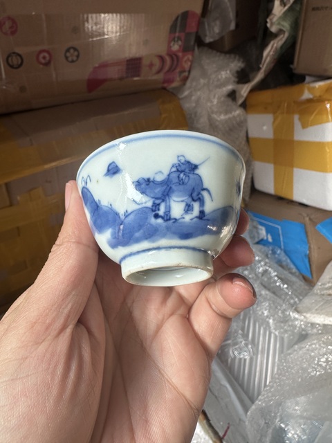 古玩陶瓷青花牧牛圖茶杯拍賣，當前價格2000元