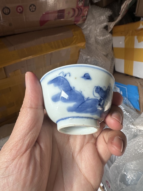 古玩陶瓷青花牧牛圖茶杯拍賣，當前價格2000元