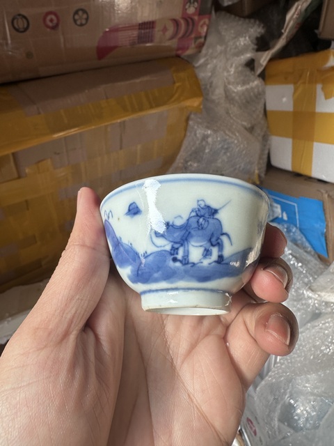 古玩陶瓷青花牧牛圖茶杯拍賣，當前價格2000元